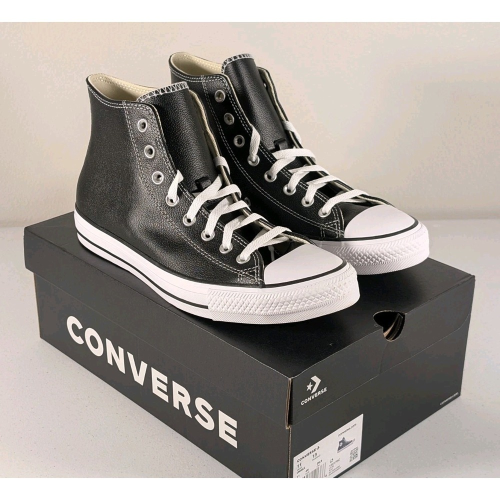 Converse Chuck Taylor Hi 132170C LEATHER Black White Men's Shoes Size 11 U S